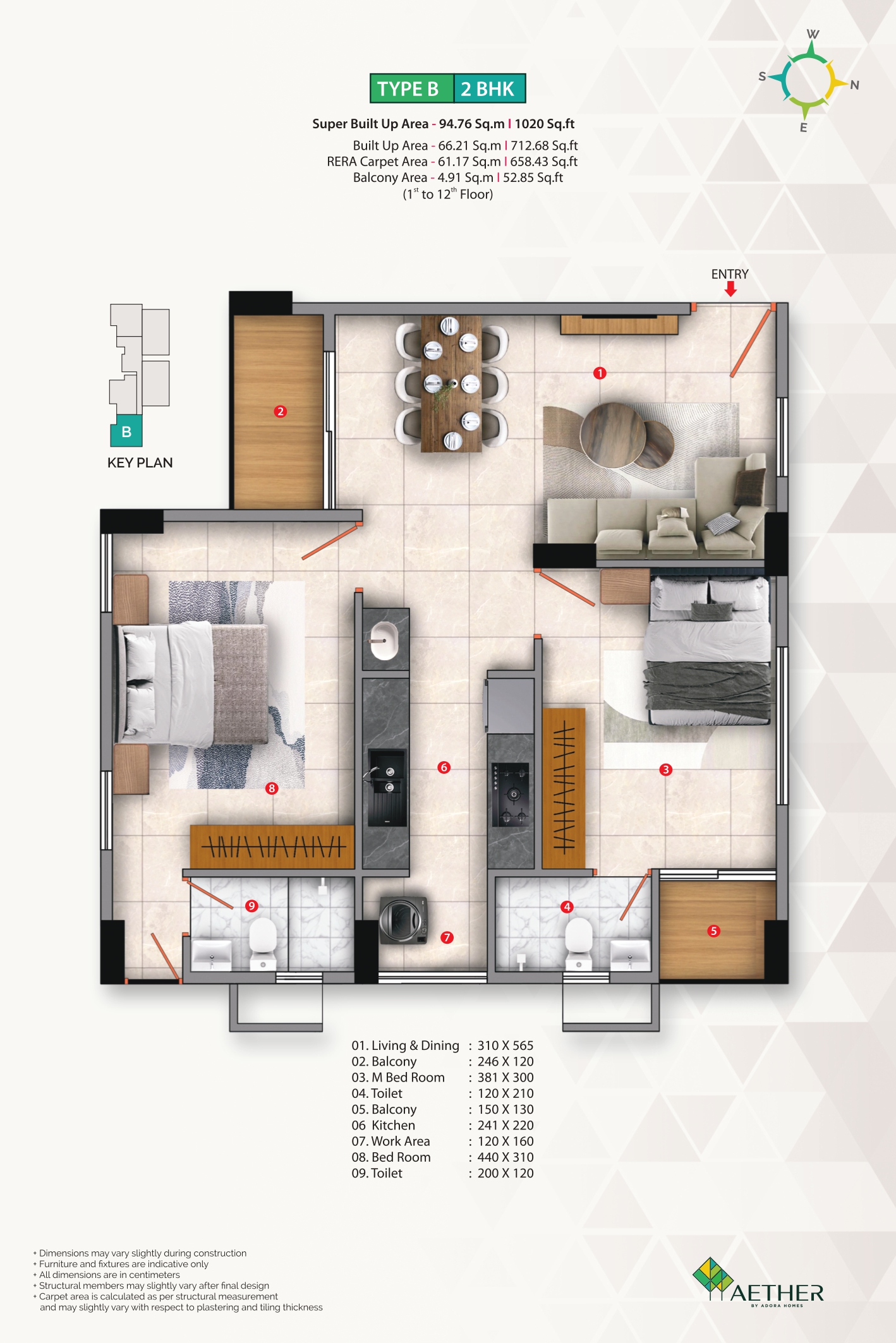 2 BHK Floor Plan 1