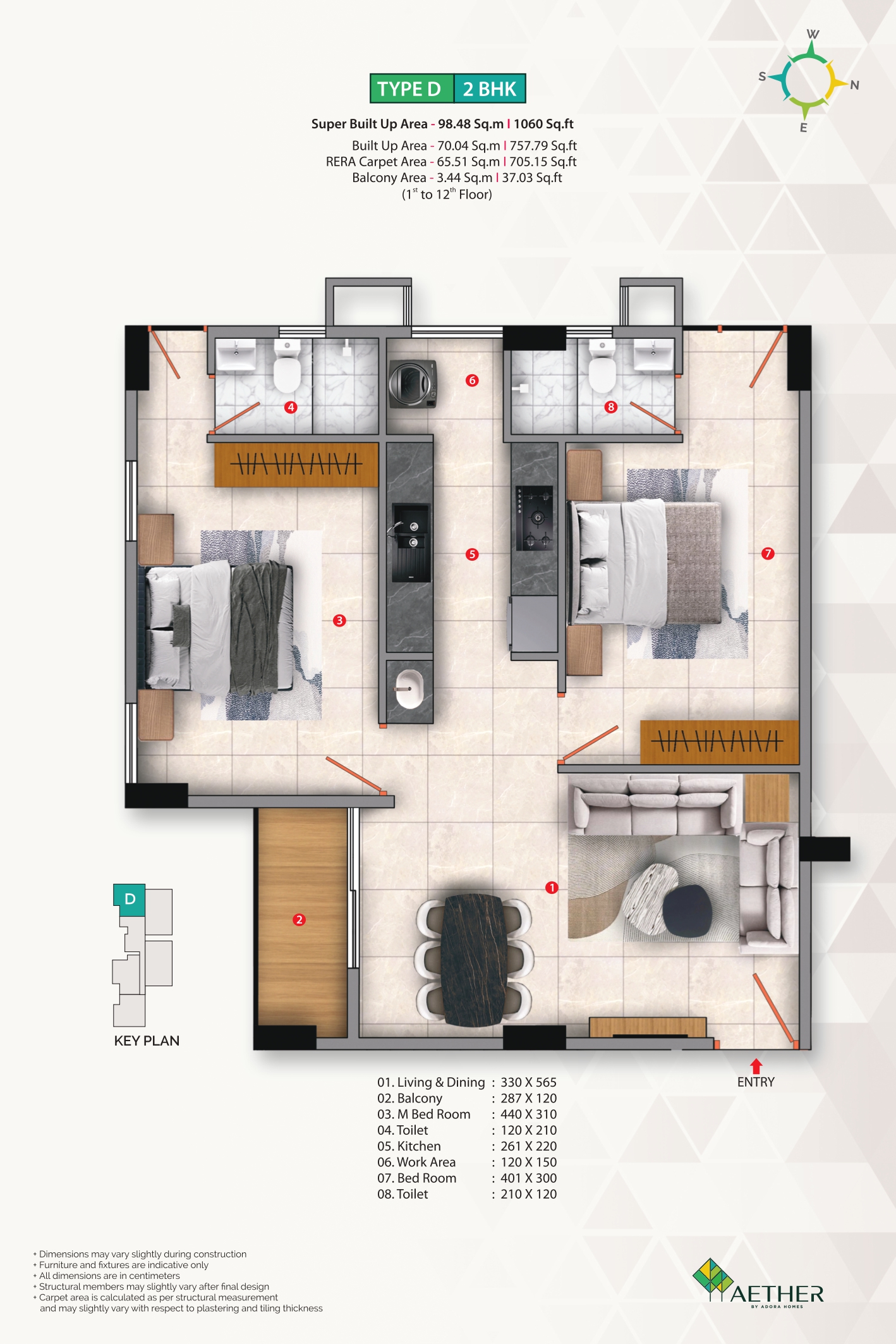 3 BHK Floor Plan 1