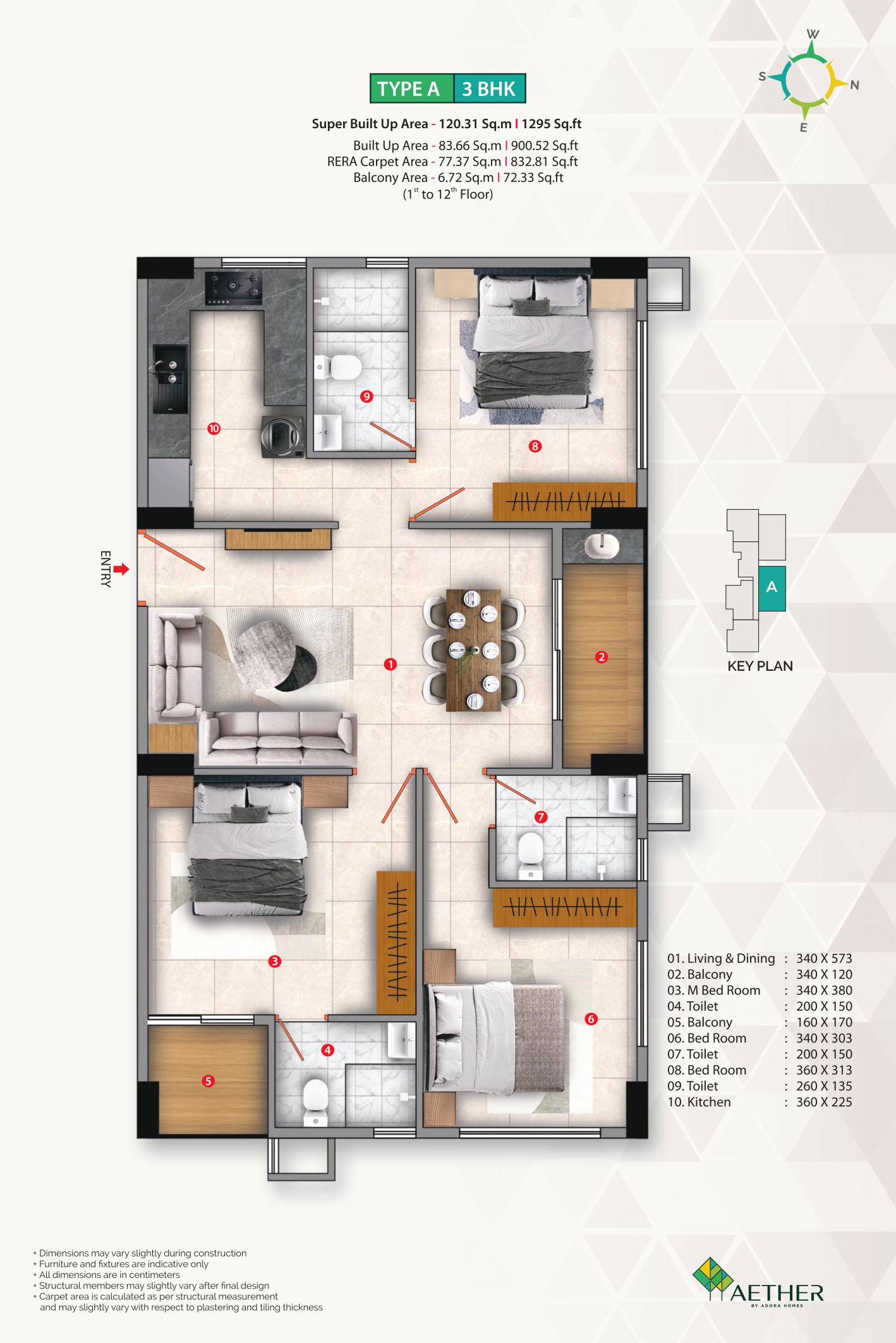 3 BHK Floor Plan 2