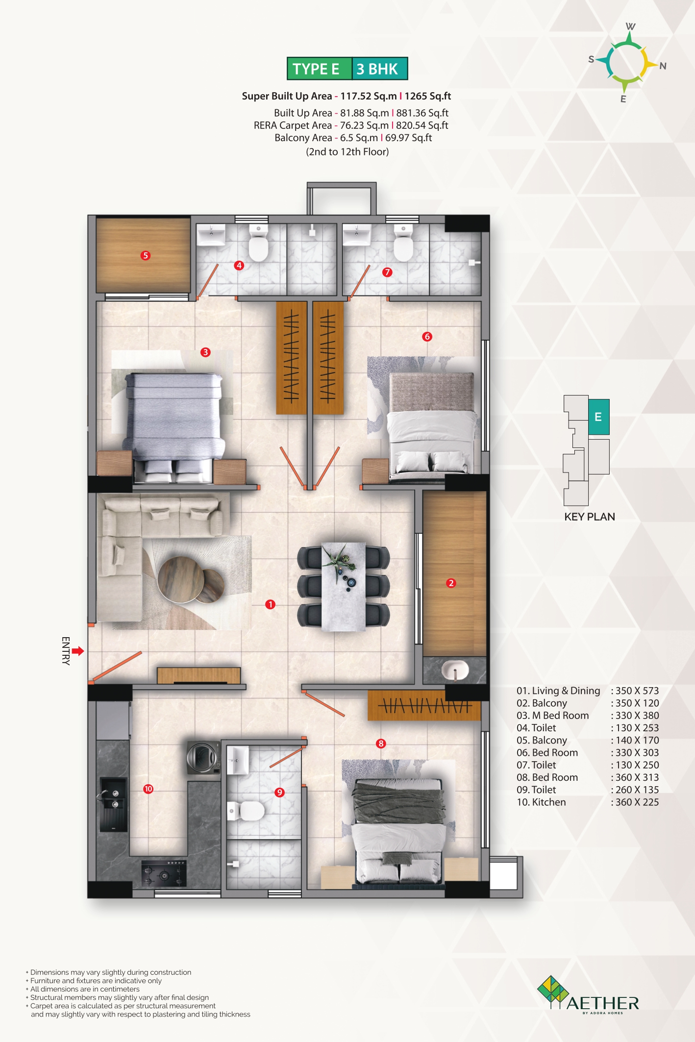 3 BHK Floor Plan 2